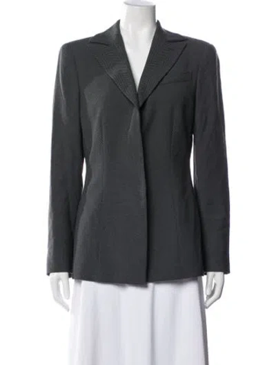 Pre-owned Giorgio Armani Virgin Wool Tweed Pattern Blazer In Grey