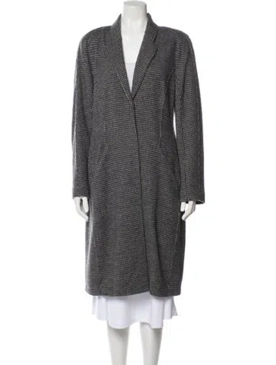 Pre-owned Giorgio Armani Virgin Wool Tweed Pattern Coat In Gray