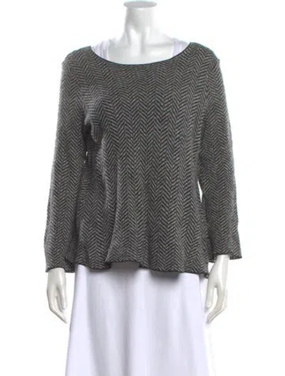 Pre-owned Giorgio Armani Virgin Wool Tweed Pattern Sweater In Gray