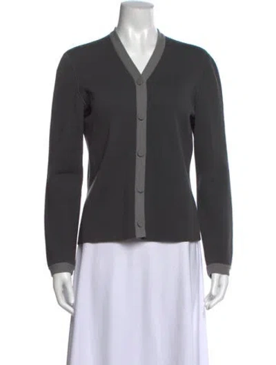 Pre-owned Giorgio Armani Virgin Wool V-neck Sweater In Gray