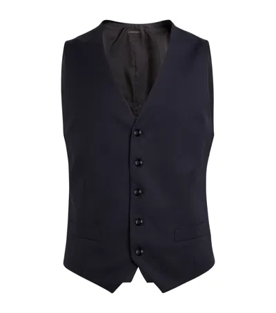 Giorgio Armani Virgin Wool Waistcoat In Blue