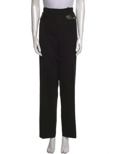 Pre-owned Giorgio Armani Virgin Wool Wide Leg Pants In Black