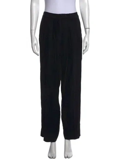 Pre-owned Giorgio Armani Virgin Wool Wide Leg Pants In Black