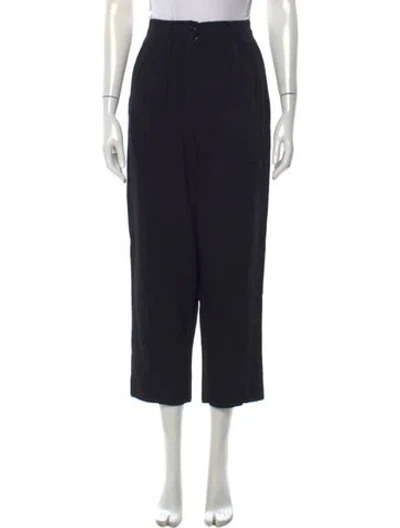 Pre-owned Giorgio Armani Virgin Wool Wide Leg Pants In Black