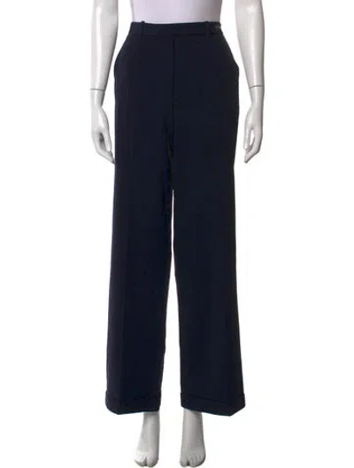 Pre-owned Giorgio Armani Virgin Wool Wide Leg Pants In Black