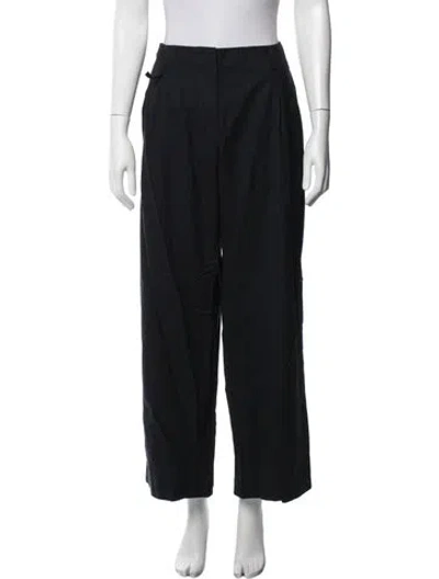 Pre-owned Giorgio Armani Virgin Wool Wide Leg Pants In Blue