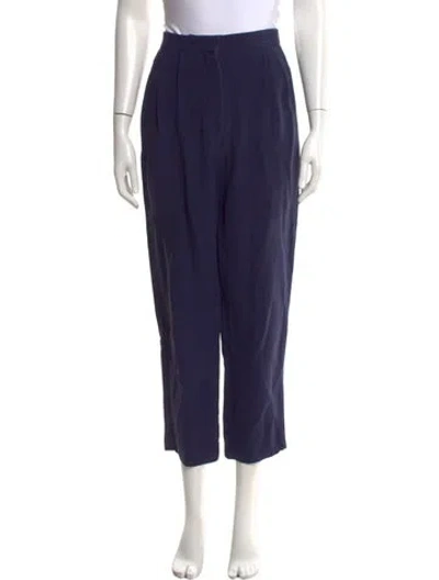 Pre-owned Giorgio Armani Virgin Wool Wide Leg Pants In Blue