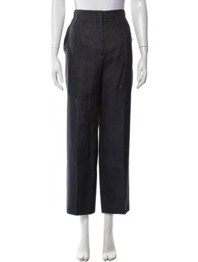 Pre-owned Giorgio Armani Virgin Wool Wide Leg Pants In Blue
