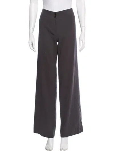 Pre-owned Giorgio Armani Virgin Wool Wide Leg Pants In Gray