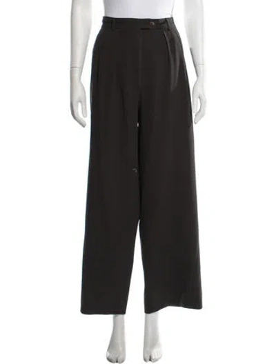 Pre-owned Giorgio Armani Virgin Wool Wide Leg Pants In Grey
