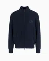 Giorgio Armani Virgin Wool Zip-up Sweater In Blue