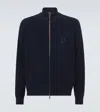 Giorgio Armani Virgin Wool Zip-up Sweater In Blue