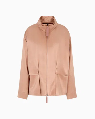 Giorgio Armani Viscose And Cupro Pea Coat In Brown