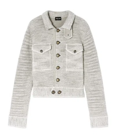 GIORGIO ARMANI VISCOSE AND LINEN KNIT BLOUSON