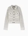 Giorgio Armani Viscose And Linen Knit Blouson In Neutral