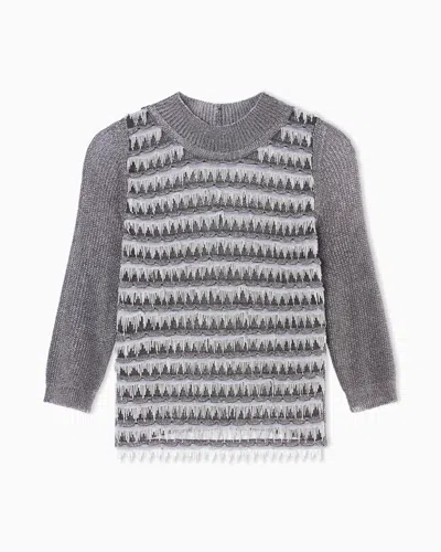 Giorgio Armani Viscose And Metallic Mesh Jumper In Gray