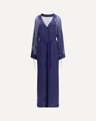 Giorgio Armani Viscose And Silk Gauze Jumpsuit In Blue