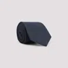 Giorgio Armani Diagonal Ribbed Viscose And Silk Tie In Blue