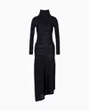 Giorgio Armani Viscose And Wool Jersey Midi Dress In Black