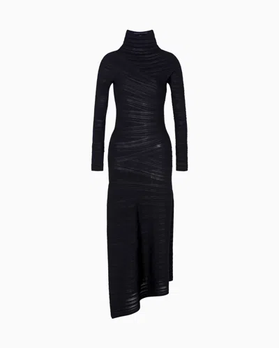 Giorgio Armani Viscose And Wool Jersey Midi Dress In Black