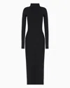 Giorgio Armani Viscose And Wool Midi Dress In Black