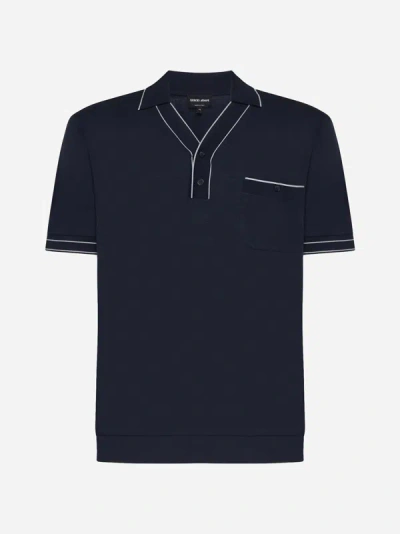 GIORGIO ARMANI VISCOSE AND WOOL POLO SHIRT