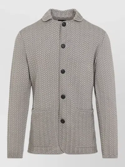 Giorgio Armani Viscose Blazer Front Pockets Notched Collar In Gray