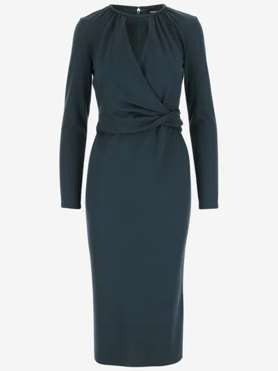 Giorgio Armani Keyhole Milano Jersey Sheath Dress In Green