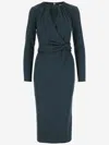 Giorgio Armani Drap-detailing Dress In Green