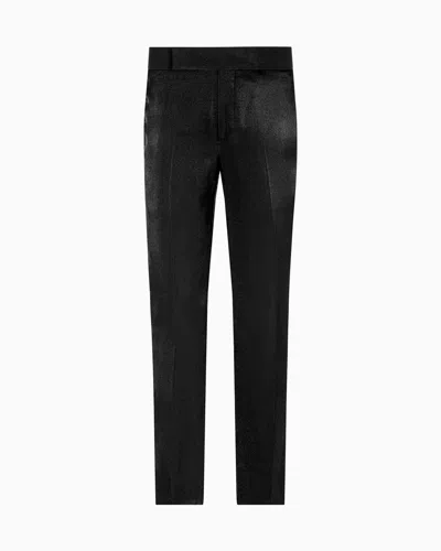 Giorgio Armani Viscose-blend Flat-front Trousers In Black