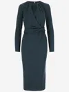 Giorgio Armani Drap-detailing Dress In Green