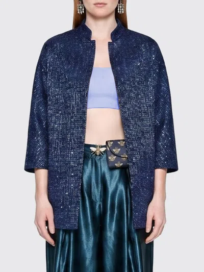 Giorgio Armani Viscose Blend Jacket With Sequins In Blue