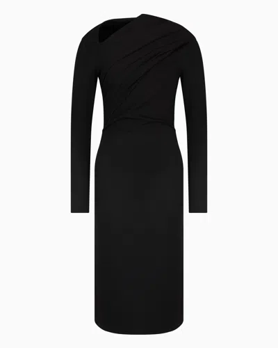 Giorgio Armani Viscose-blend Milano-stitch Midi Dress In Black