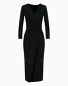 Giorgio Armani Official Store Viscose-blend Milano-stitch Midi Dress In Black