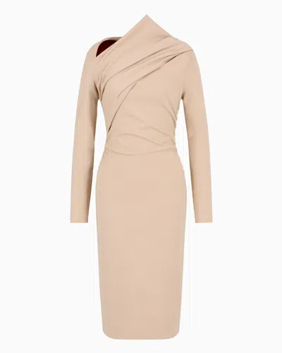 Giorgio Armani Viscose-blend Milano-stitch Midi Dress In Pink