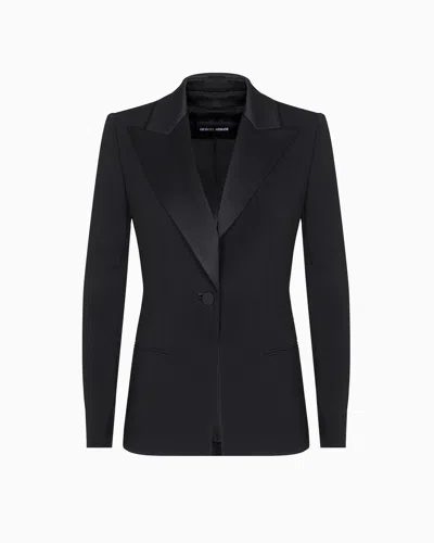 Giorgio Armani Viscose-cady Tuxedo Jacket In Pattern