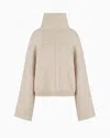 Giorgio Armani Viscose, Cashmere And Silk Mock-neck Jumper In Beige