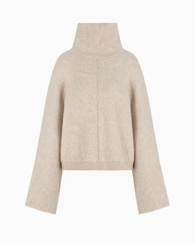 Giorgio Armani Viscose, Cashmere And Silk Mock-neck Jumper In Beige