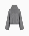 Giorgio Armani Viscose, Cashmere And Silk Mock-neck Jumper In Gray