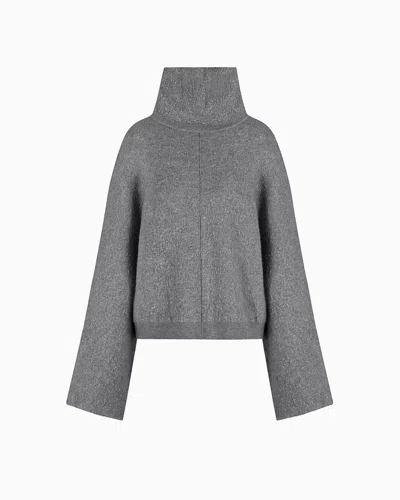 Giorgio Armani Viscose, Cashmere And Silk Mock-neck Jumper In Gray