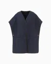 Giorgio Armani Viscose, Cotton And Silk Cape With Leather Details In Blue