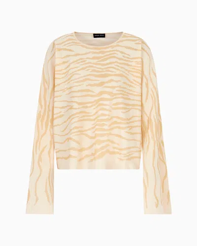 Giorgio Armani Viscose Jacquard Blend Crew-neck Jumper In Neutral