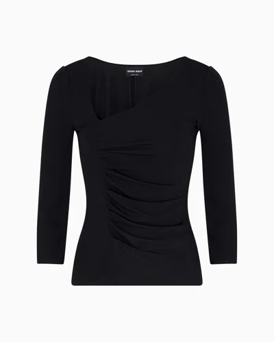 Giorgio Armani Viscose Jersey Jumper With An Asymmetric Neckline