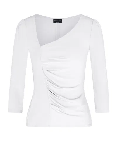 GIORGIO ARMANI VISCOSE JERSEY JUMPER WITH AN ASYMMETRIC NECKLINE