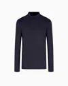 Giorgio Armani Viscose Jersey Mock-neck Jumper In Blue