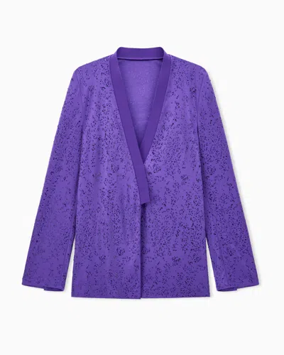 Giorgio Armani Viscose Jersey Shirt With Rhinestones In Purple