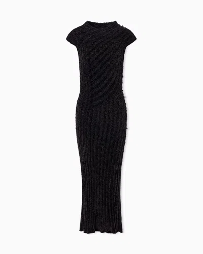 Giorgio Armani Viscose Knit Midi Dress In Black