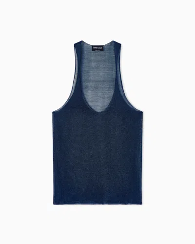 Giorgio Armani Viscose Lurex Top In Brown