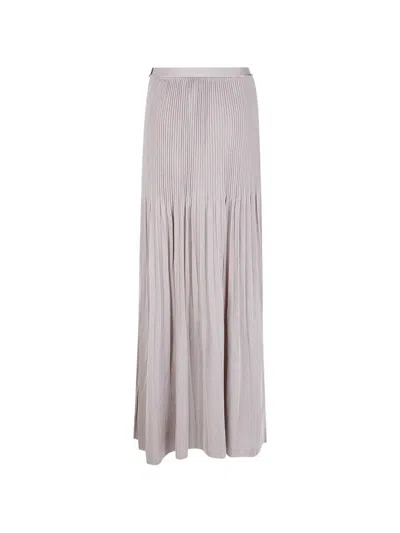 Giorgio Armani Viscose Plisse Long Skirt In Gray