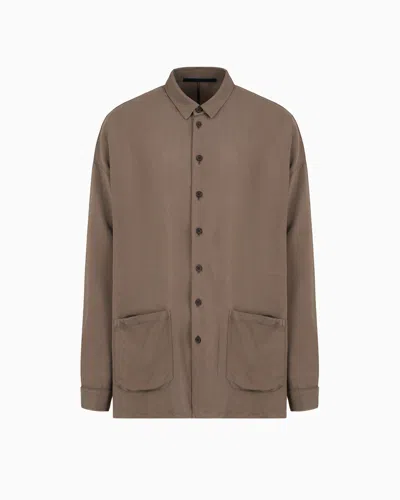 Giorgio Armani Viscose Shirt Jacket In Sand